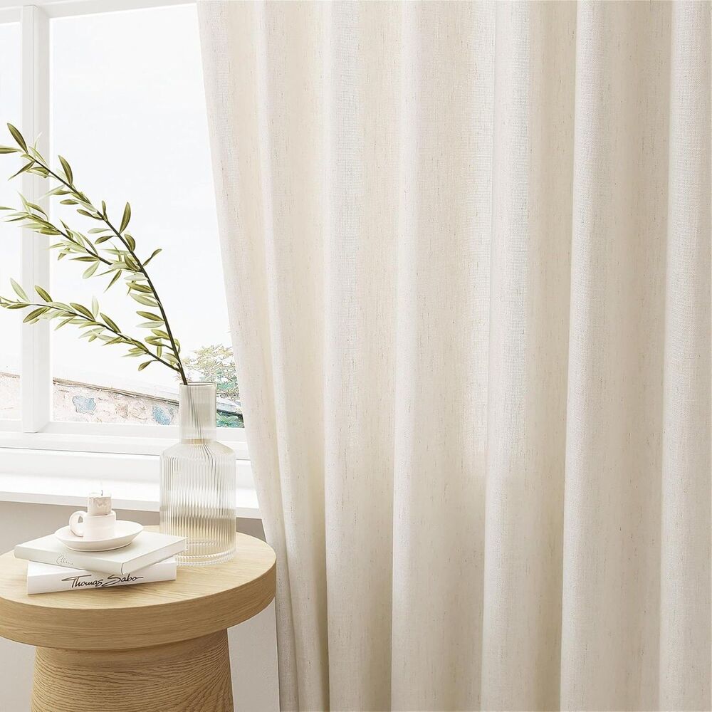 40"W x 102"L, Sand Beige Linen Pinch Pleat Curtain Drapes